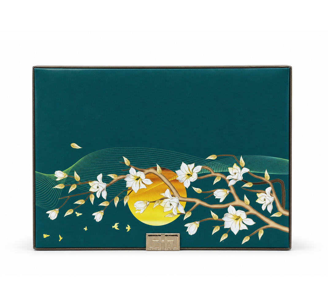 Deep Teal Magnolia Mooncake Gift Box
