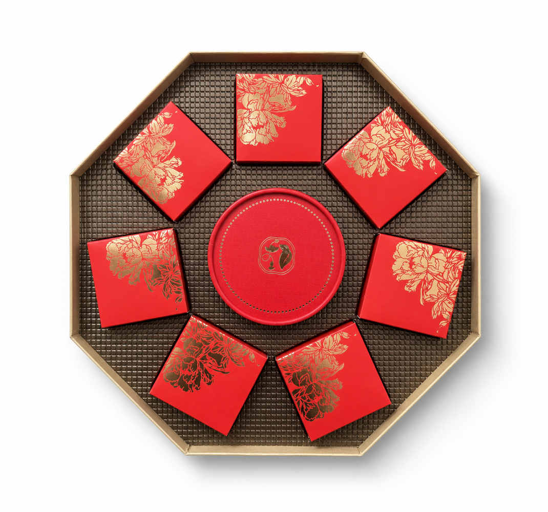東方雅韻紅色八角月餅禮盒